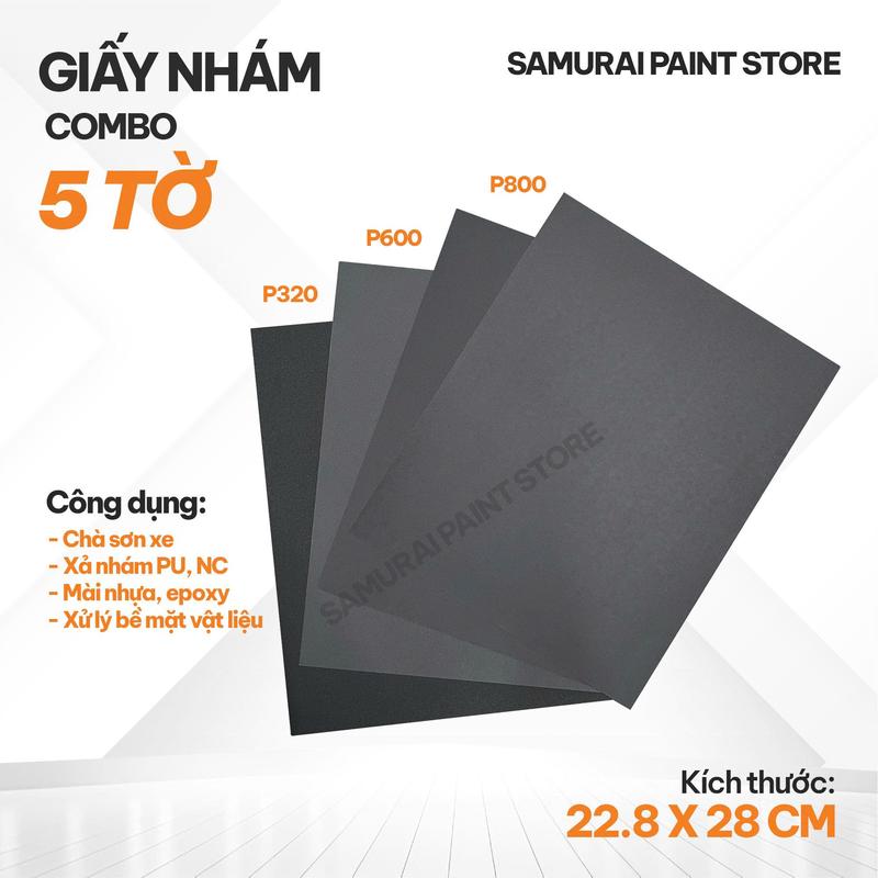 Giấy nhám nước mịn P320-P600-P800 chà nhám sơn xe, xả nhám PU, vật liệu, gỗ,...…