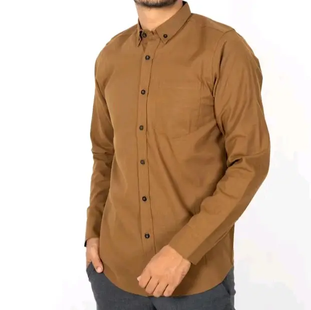 kemeja polos  couple ayah dan anak  warna coklat ukuran lengkap bahan katun signature 4