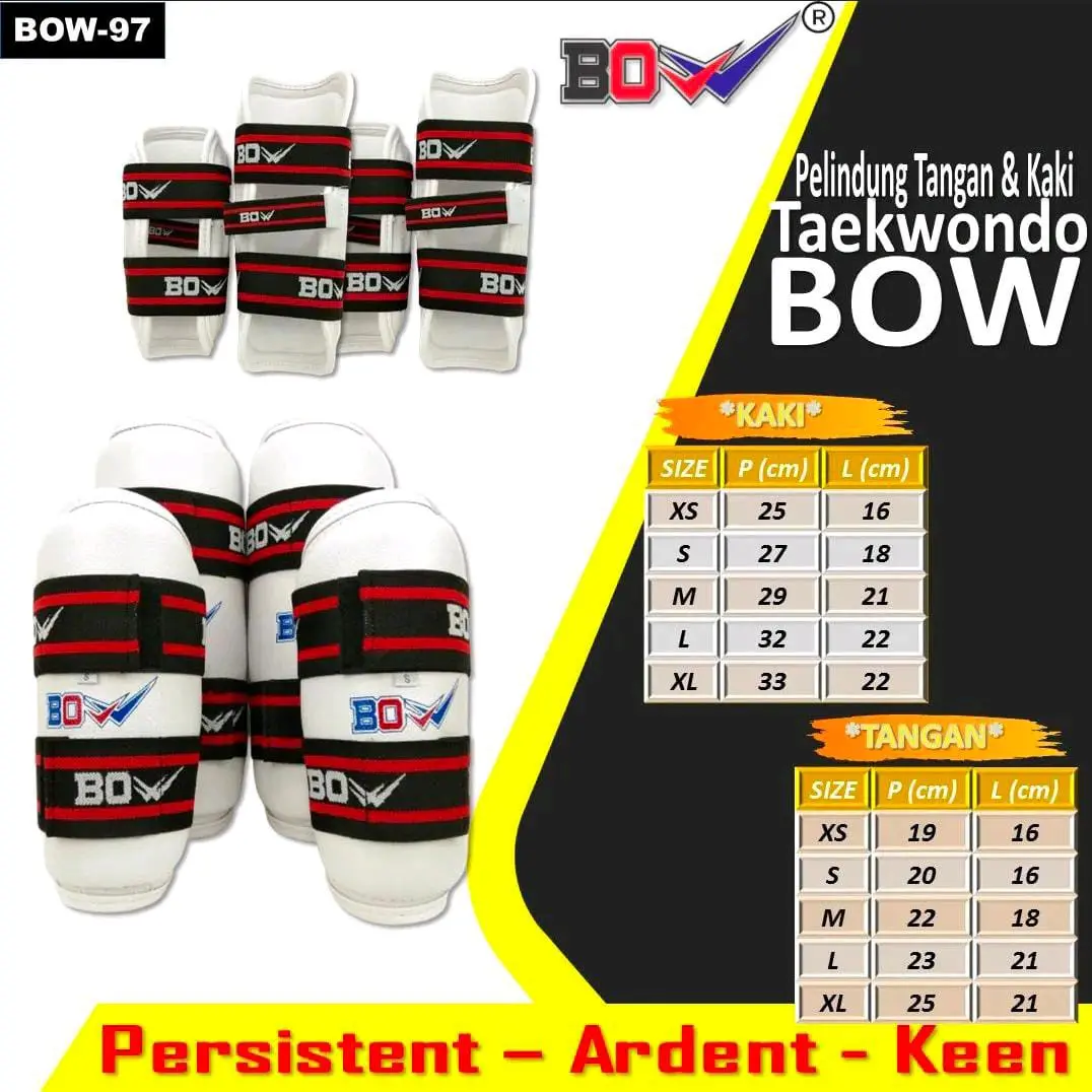 Arm shin Protector Merk BOW dekker taekwondo silat pelindung kaki dan tangan merk BOW