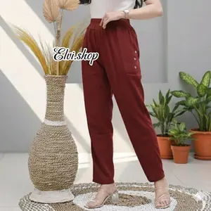 Celana panjang ayu ting ting celana harian wanita model terkini warna maroon