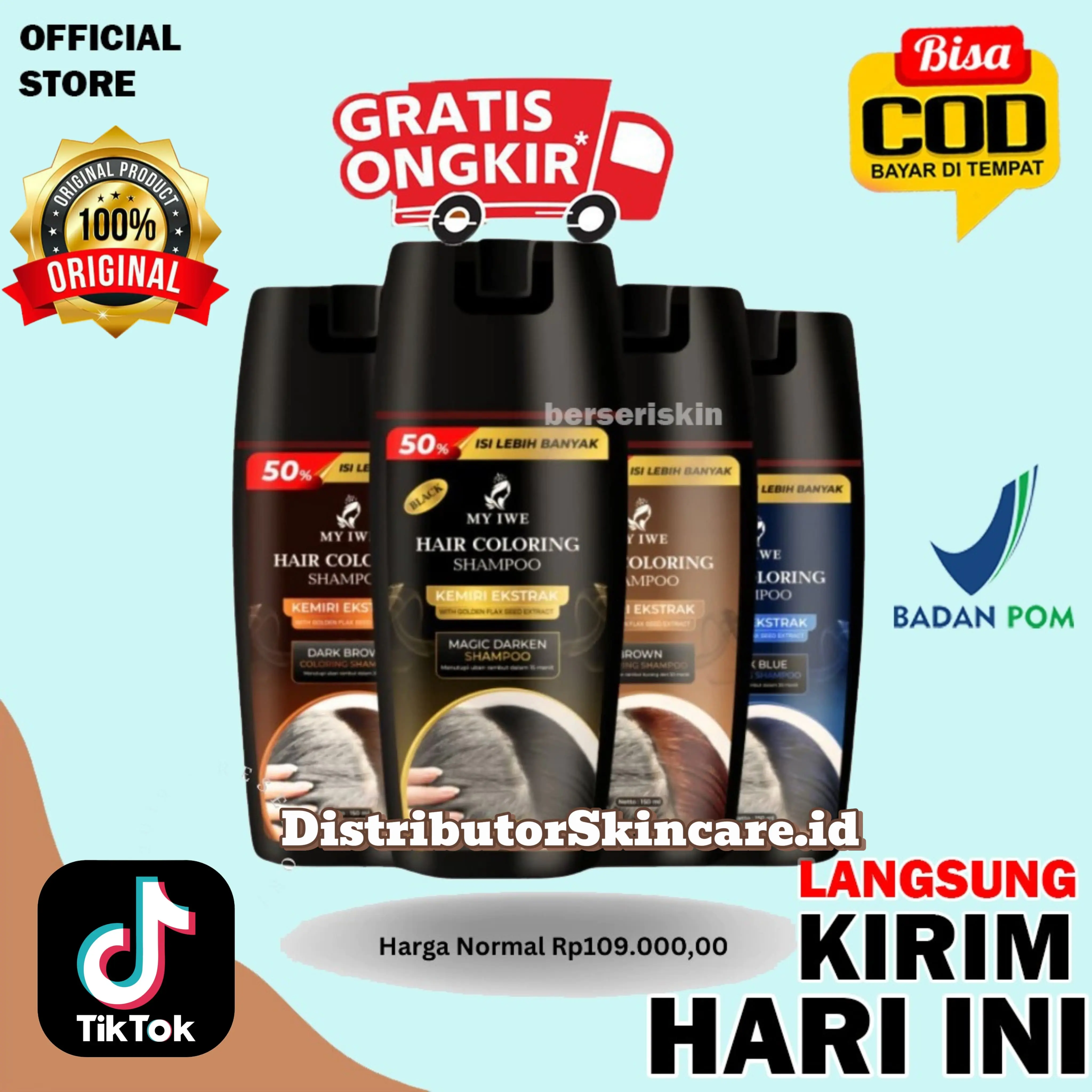 MyIWE Hair Coloring Shampoo My Iwe Penghitam Rambut Putih Penghilang Uban Instant Sampo Anti Uban