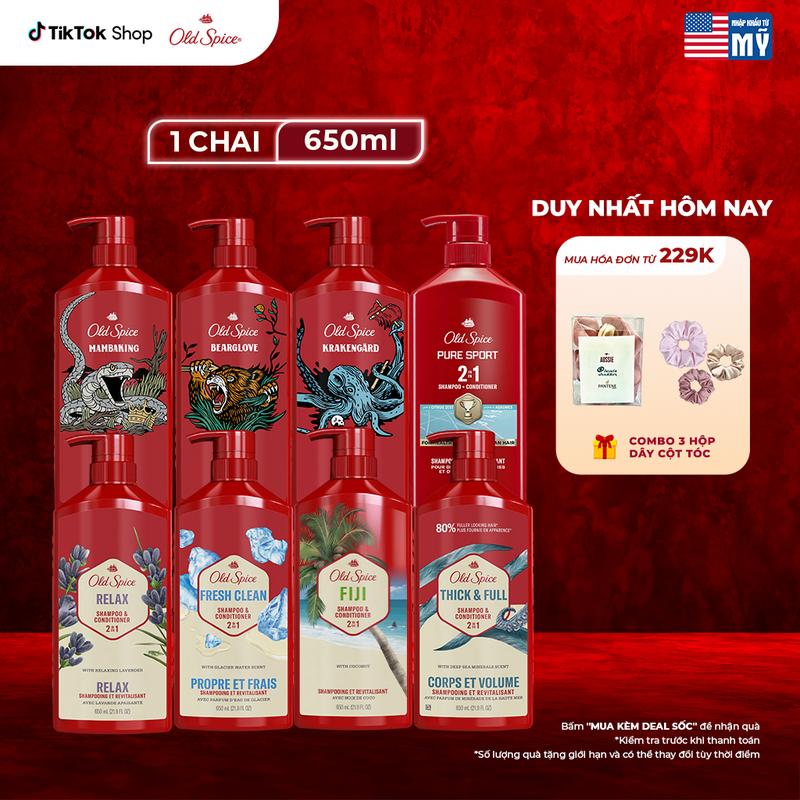 Dầu Gội + Xả 2in1 Old Spice 650ml Thơm Mát