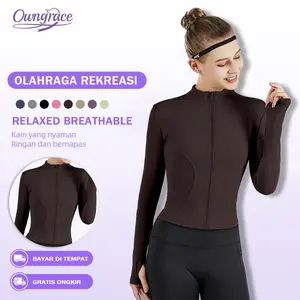 Owngrace-Jaket Olahraga Wanita Lengan Panjang Untuk  Jaket Lengan  Olahraga Yoga Wanita UPF 50+ Yoga/Fitness Sport