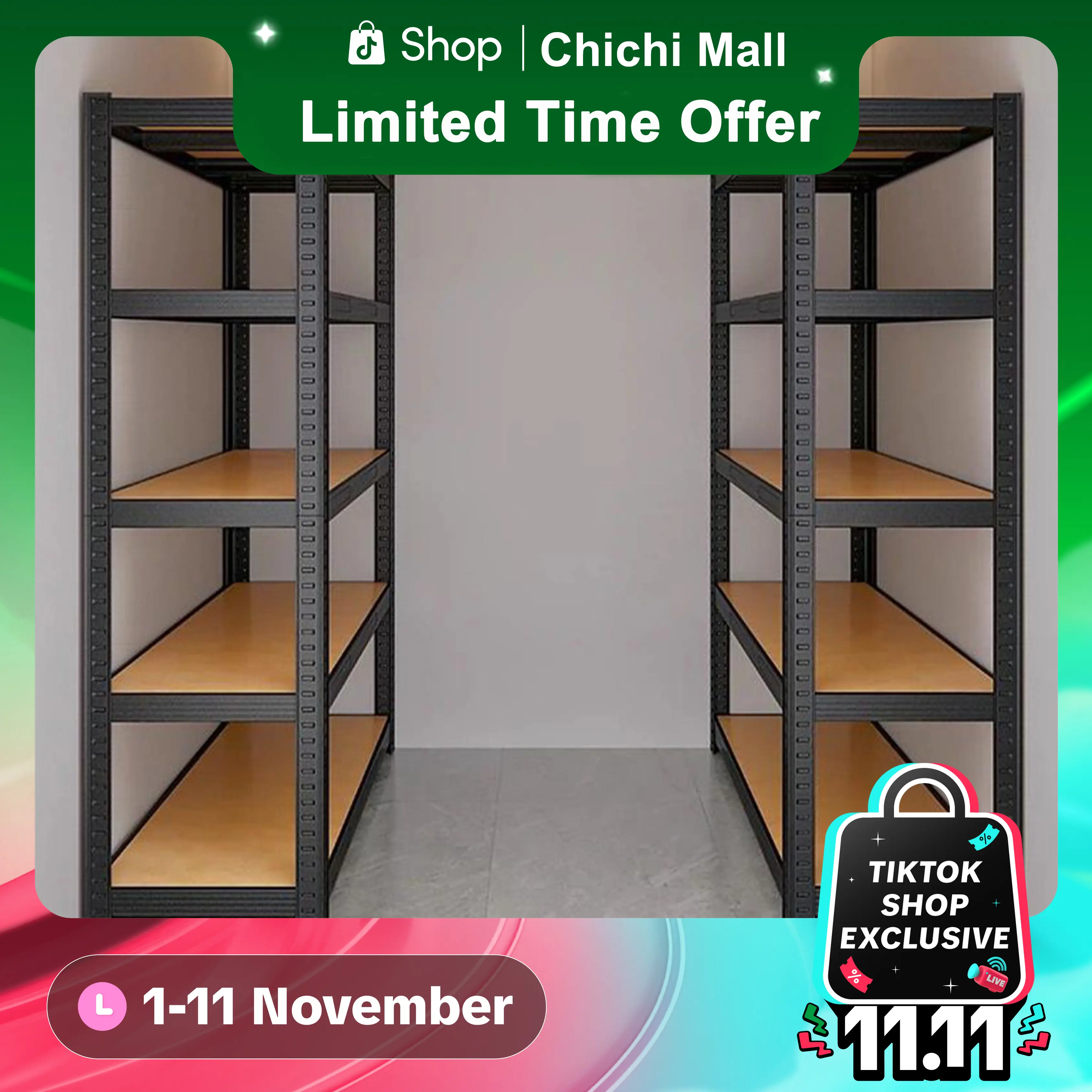 [Black]Boltless Rack Stainless Rack Metal Shelf Heavy Duty Steel Rack 3/4/5/6 Layer Metal Rack Wood Organiser