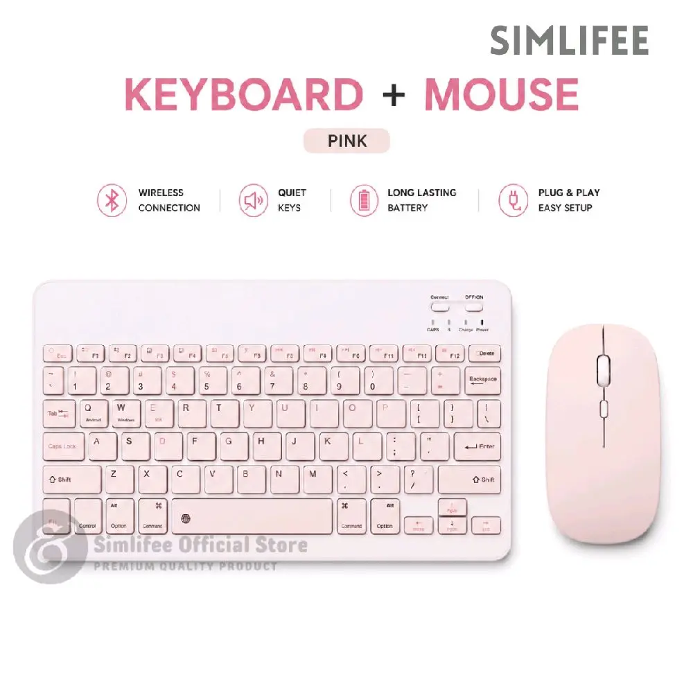 3in1 Macaron 10 inch Wireless Bluetooth Keyboard Mouse Set Lightweight Portable Colorful