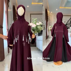 Abaya Anak Siti Sarah 4-15 Tahun Model Tasel Couple Dewasa// Abaya Swarosky Viral Elegant // Abaya Terbaru 2026