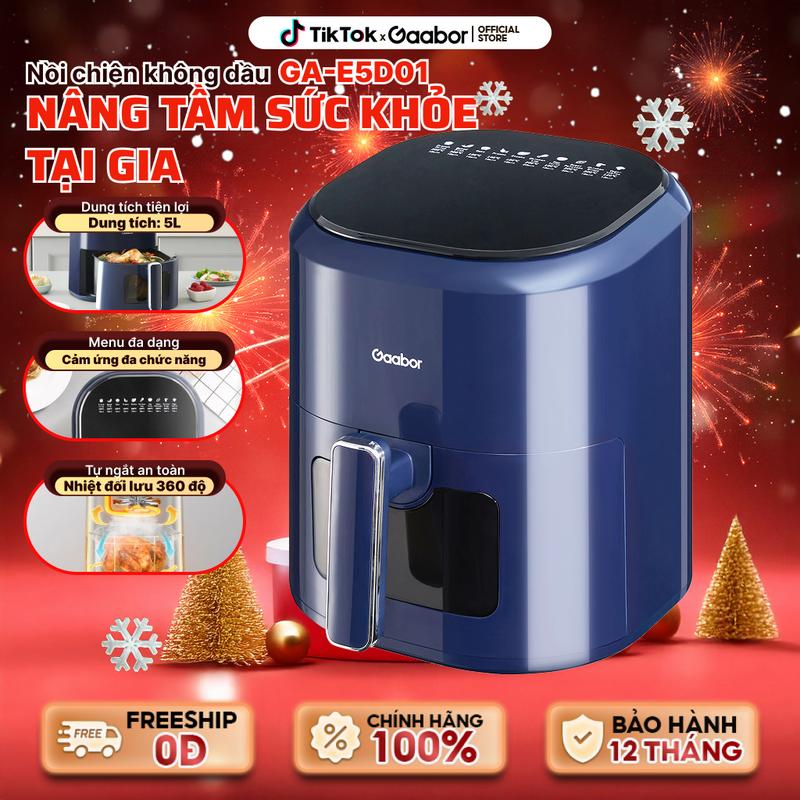  Gaabor | Nồi chiên không dầu điện tử Gaabor GA-E5D01 dung tích 5 lít công suất 1200W cửa kính quan sát thức ăn khóa cảm ứng Nấu ăn cooker noi chien gaabor nướng lò nướng hấp sấy 