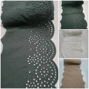 renda katun jepang/renda katun bordir lebar 12-15cm varian warna satu rol isi 14meter harga jual per. 1meter