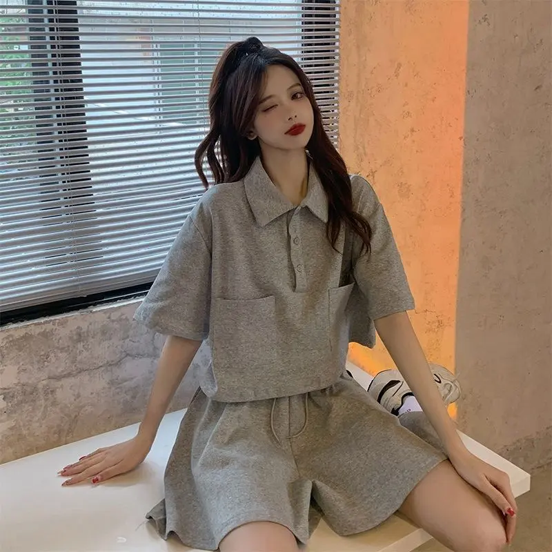 Bộ Đồ Thể Thao Thường Ngày Thời Trang Ngắn Hàn Quốc, Dành Cho Nữ, Hàng Mới Về Mùa Hè 5