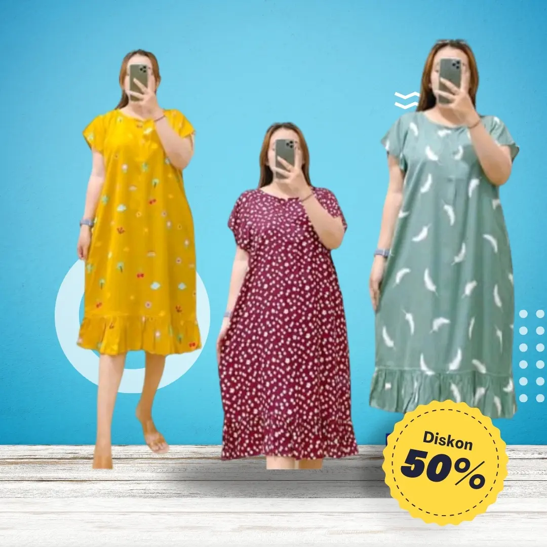 Paket 4PCS DRESS BALI JUMBO Kekinian bisa cod Daster Busui Fit Motif Polos Bunga Rempel