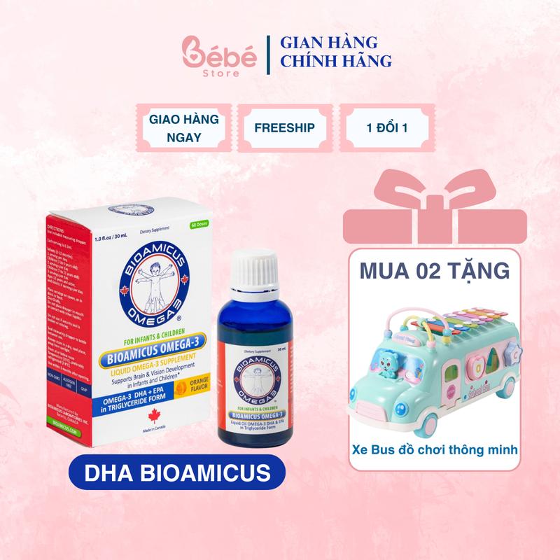 [Kèm quà] DHA BioAmicus Bổ sung Omega-3 DHA hương cam cho trẻ thông minh sáng mắt lọ 30ml Cho Bé Vitamin