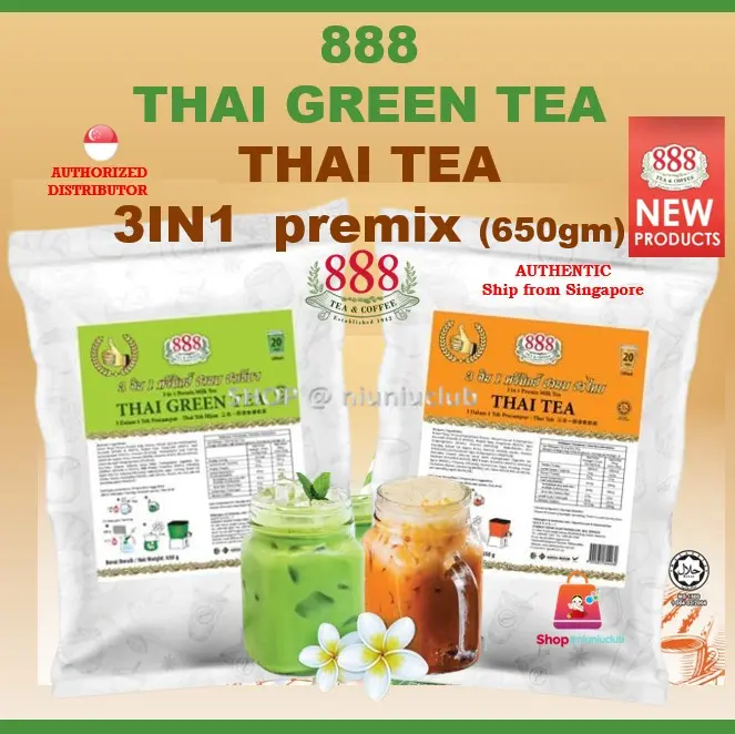 888 Thai Green Milk Tea Thai Milk Tea 650g 3 in 1 premix Halal Powder Beverage