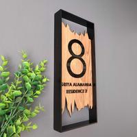 Frame Catatan Jual Nomor Rumah Akrilik Frame Motif Kayu Angka Timbul Papan Nomer ...