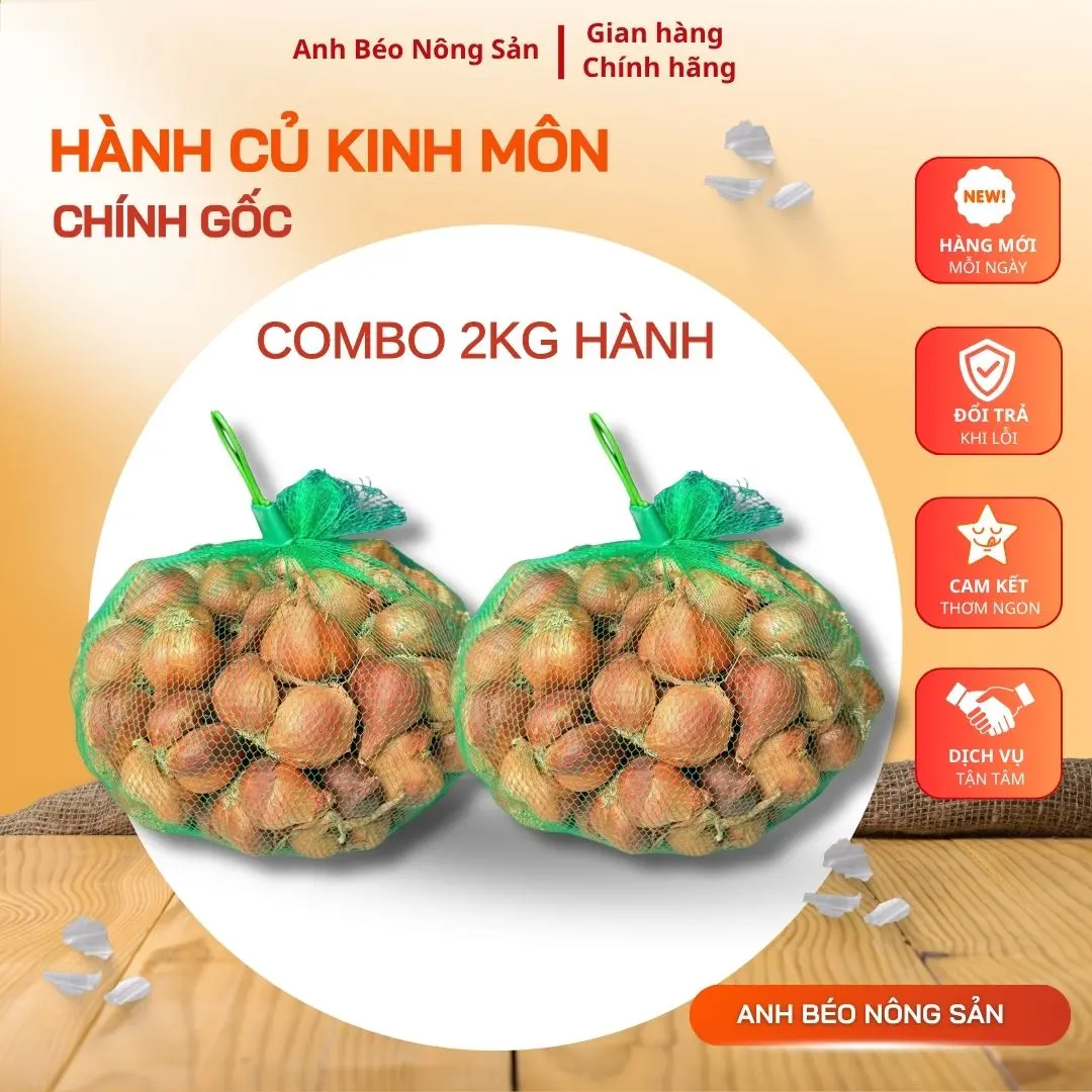 Combo 2kg Hành Củ Kinh Môn - Sạch - Khô - Củ Chắc - Thơm Nồng -  Đậm vị -  Đặc Sản Hải Dương