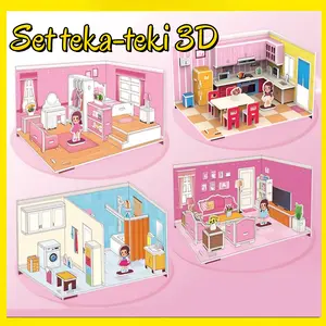 4PCS/Set Mainan Puzzle 3D/Mainan Edukasi Anak Puzzle Kertas Busa DIY