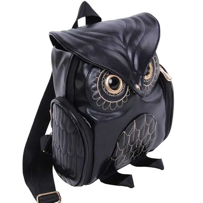 TAS RANSEL BACKPACK WANITA KULIT OWLIE TA067B5 BURUNG HANTU KULIAH SEKOLAH KERJA KOREA HITAM 1