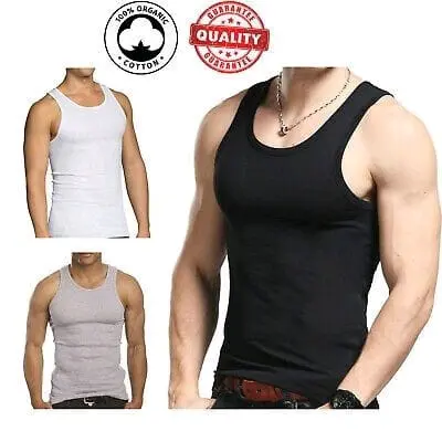 Hemat 3 PCS Singlet Pria Pakaian Dalam Pria Dewasa Katun Atasan Kaos Hitam - Nyaman, Putih, 2