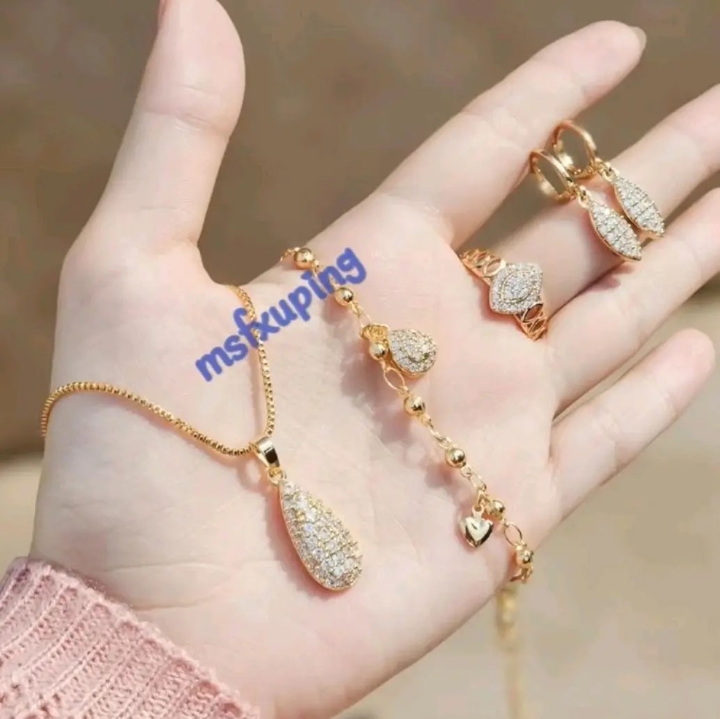 Set Perhiasan Wanita Dewasa Terlaris Motif labu Titanium