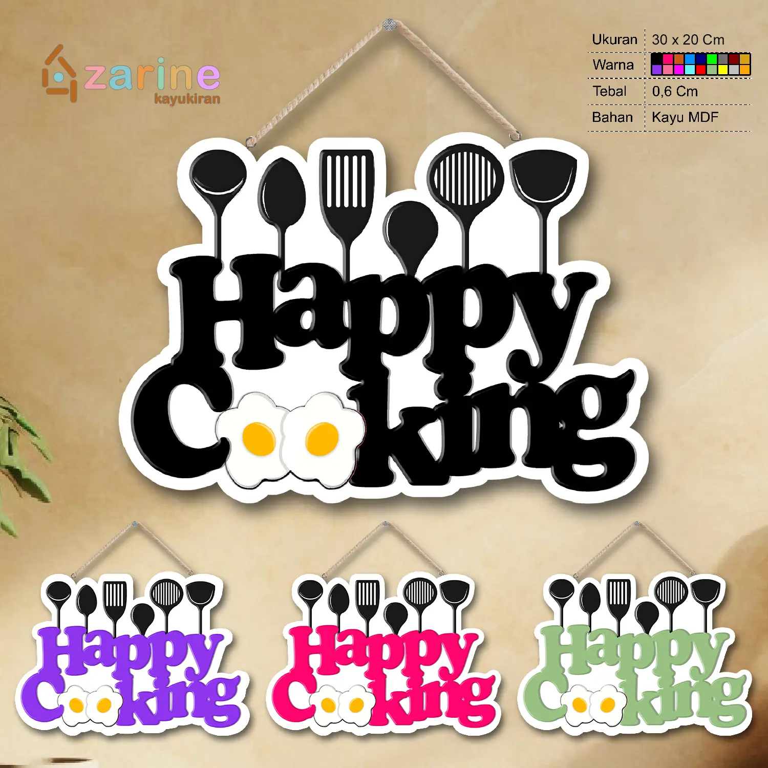 Zarine Kayukiran - Hiasan Dinding Happy Cooking Hiasan Dapur / Dekorasi Dapur