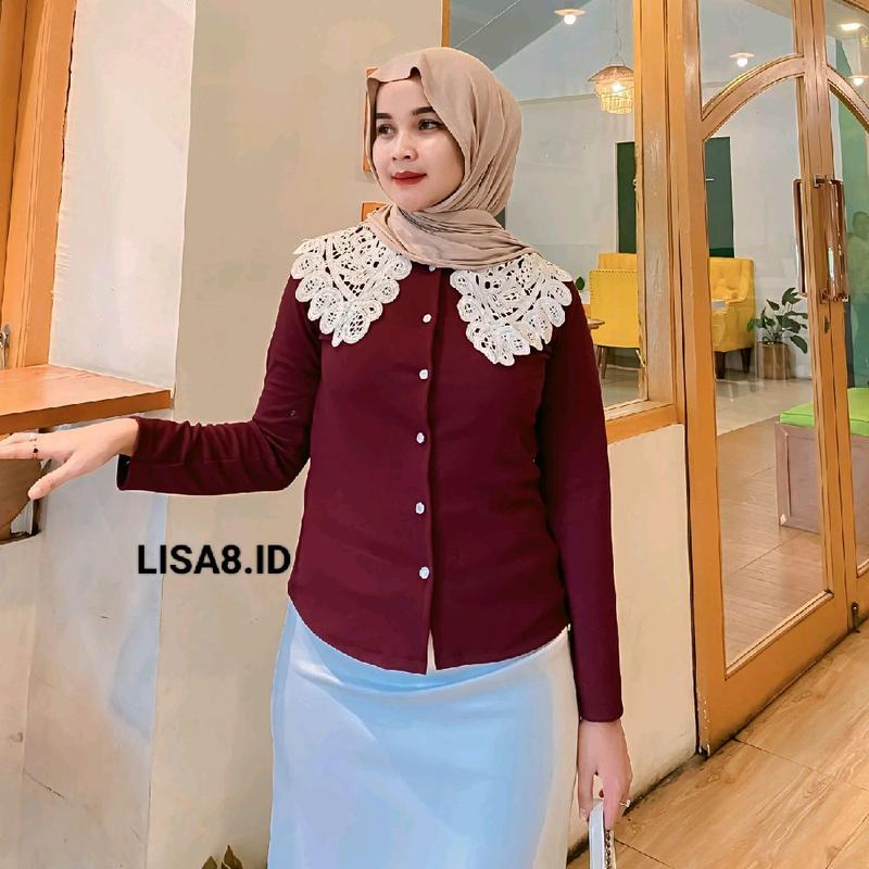 Pororo Blouse Knit Premium melar Puff Renda halus Atasan wanita Korean Style Kekinian 4