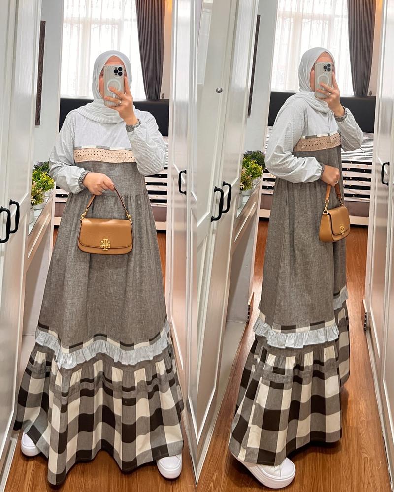 Product Introduction of SEO GAMIS SEMUT BY SYAINA TERBARU DAN KEKINIAN  Katun Polos Linen Muslim Nyaman Wudhu Wanita Dress Dewasa Lebaran gam is cantik 7