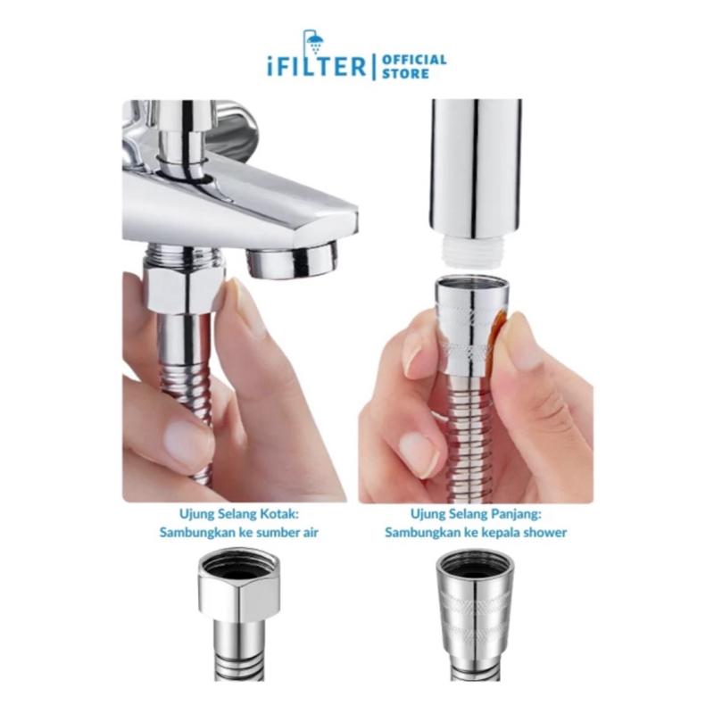 iFILTER - Selang PVC Premium 1.5m + Dudukan Shower Rotasi 120 derajat 3