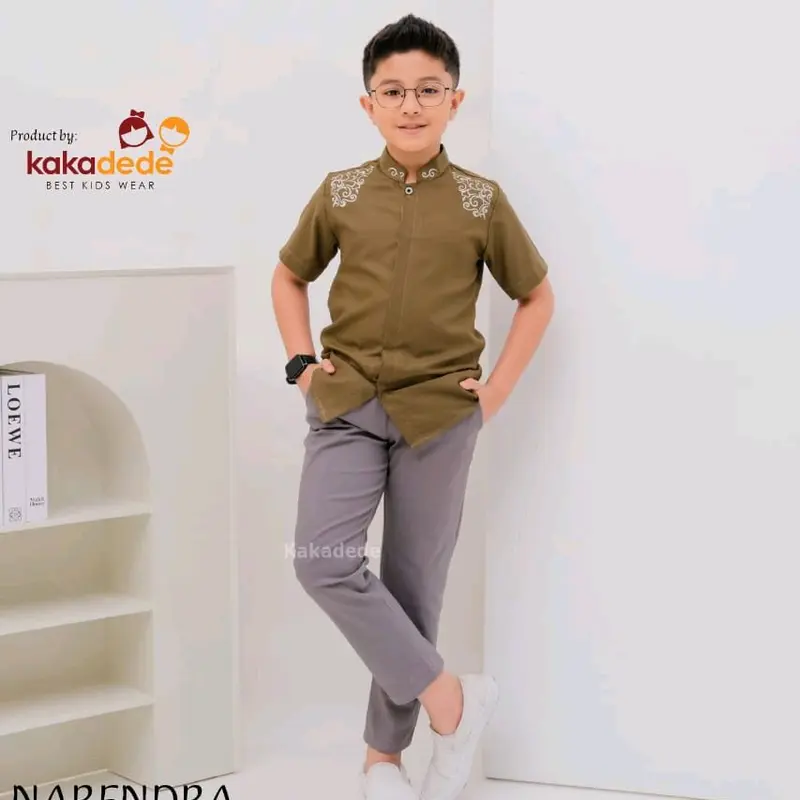 koko anak - koko narendra - koko kakadede - koko burgundy - baju muslim anak laki-laki - koko bordir Setelan 5