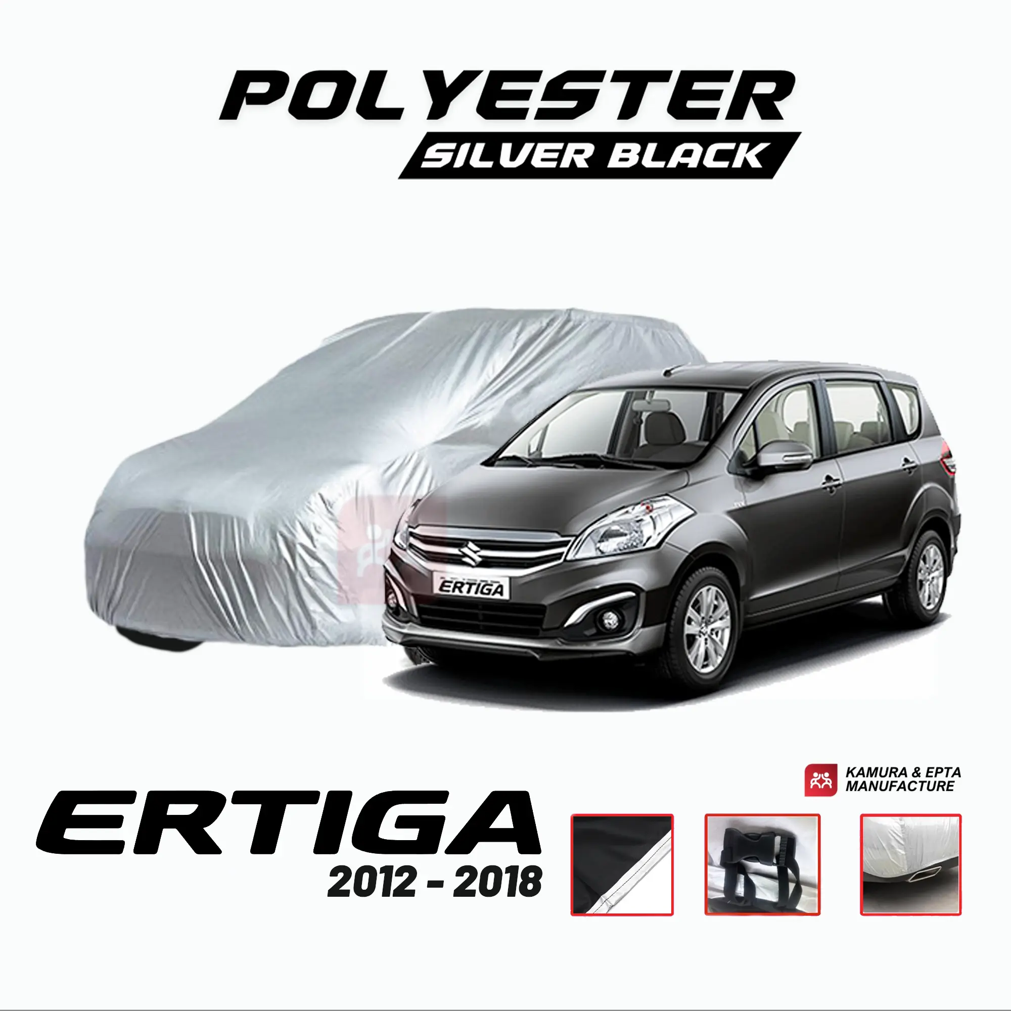 Sarung Mobil ERTIGA 2012-2018 – Polyester Car Cover Waterproof, Proteksi UV & Anti Panas, Karet Pengait Kendaraan