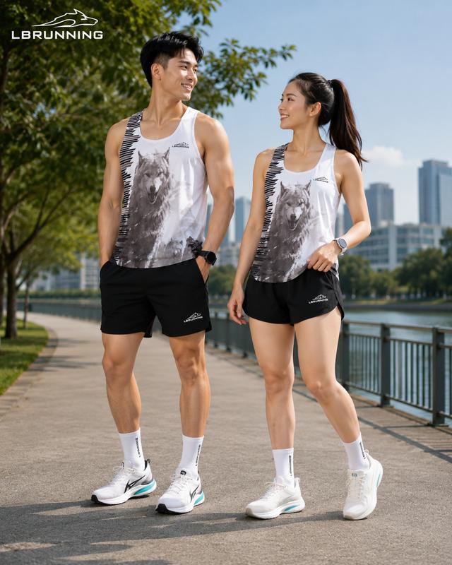 Áo Singlet Chạy Bộ Nam/Nữ Không Đường May LBRunning – Sói Xám Singlet- Co Giãn,…