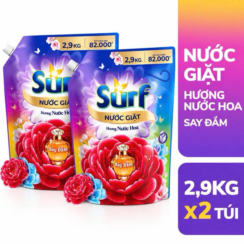 Surf Nước Giặt Hương Nước Hoa Say Đắm 2,9KG x 2 Túi - Sản Phẩm Chăm Sóc Trang Trí