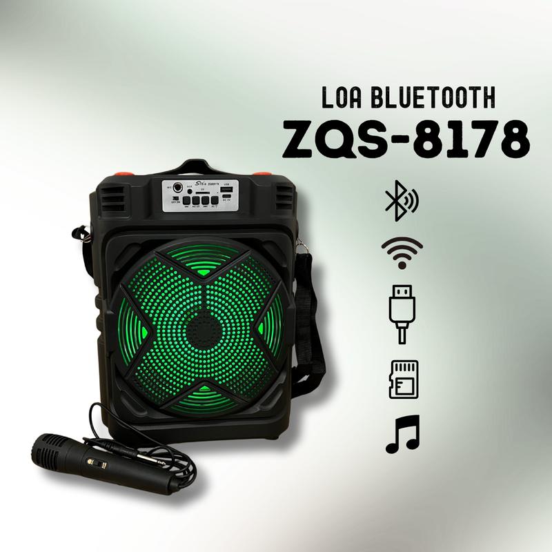 [DEAL ĐỘC QUYỀN] Loa Bluetooth Karaoke ZQS-8178, Loa Bass 8 Inch Siêu Trầm, Kèm Micro Có Dây, Hát Karaoke – Nghe Nhạc Ngoài Trời
