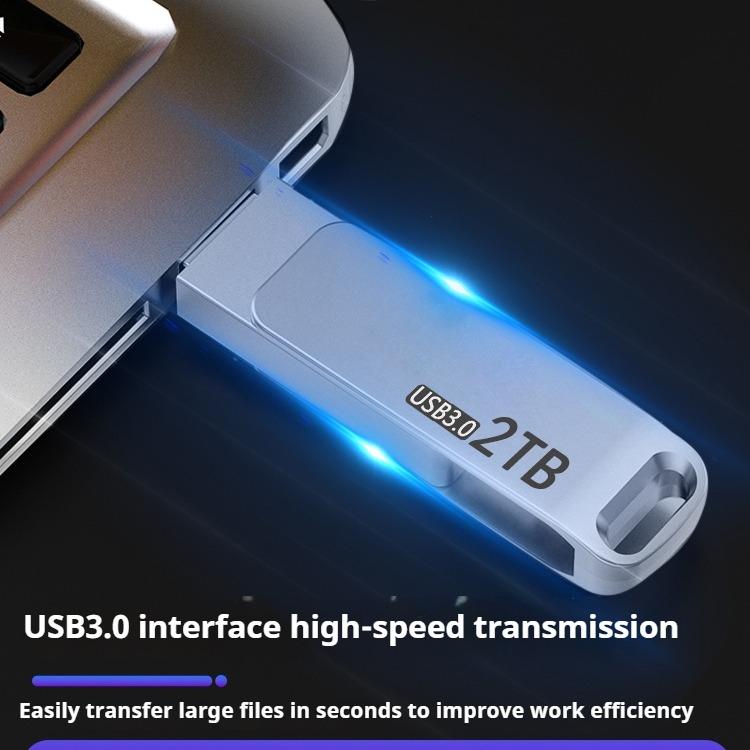 Ổ đĩa Lung Linh USB, Vật liệu kim loại, Dung lượng lớn tốc độ cao (2000GB, 512GB), Sử dụng kép OTG cho Type-C và Micro, Thích hợp cho việc học tập và sử dụng văn phòng, Ổ đĩa U 1TB 7