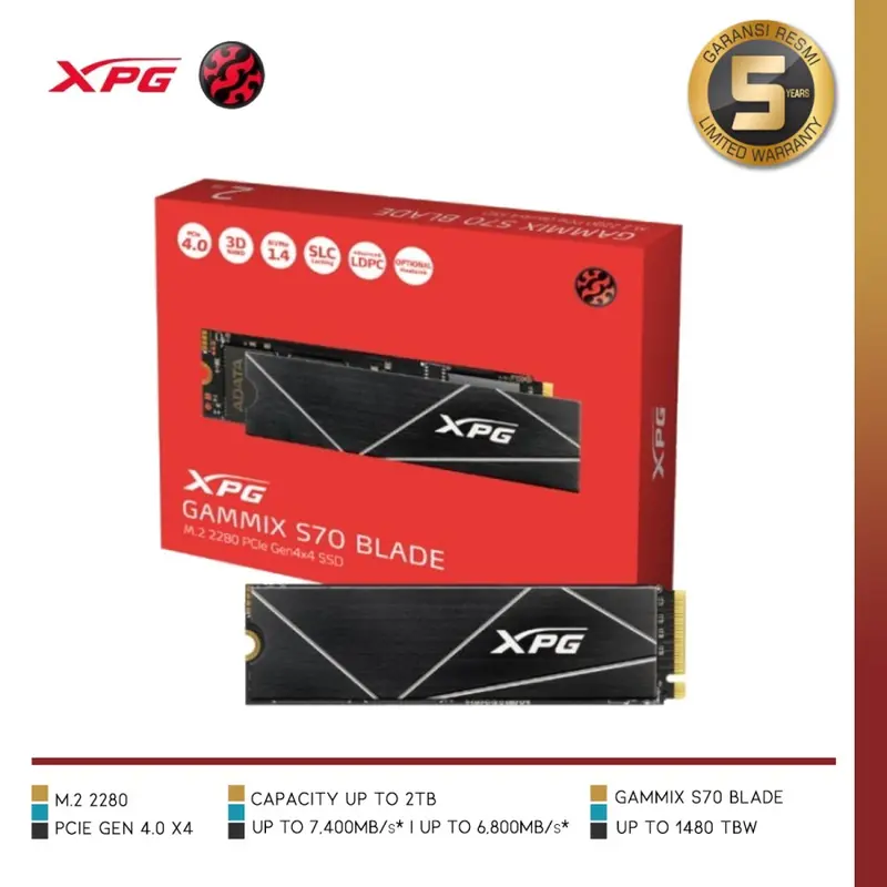 ADATA XPG GAMMIX S70 BLADE PCIe Gen4x4 M.2 2280 Solid State Drive