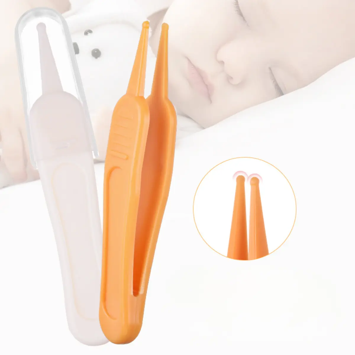 Baby Booger Clip Baby Daily Care Cleaning Tweezers Round Head Clip Washing Cleaning Supplies