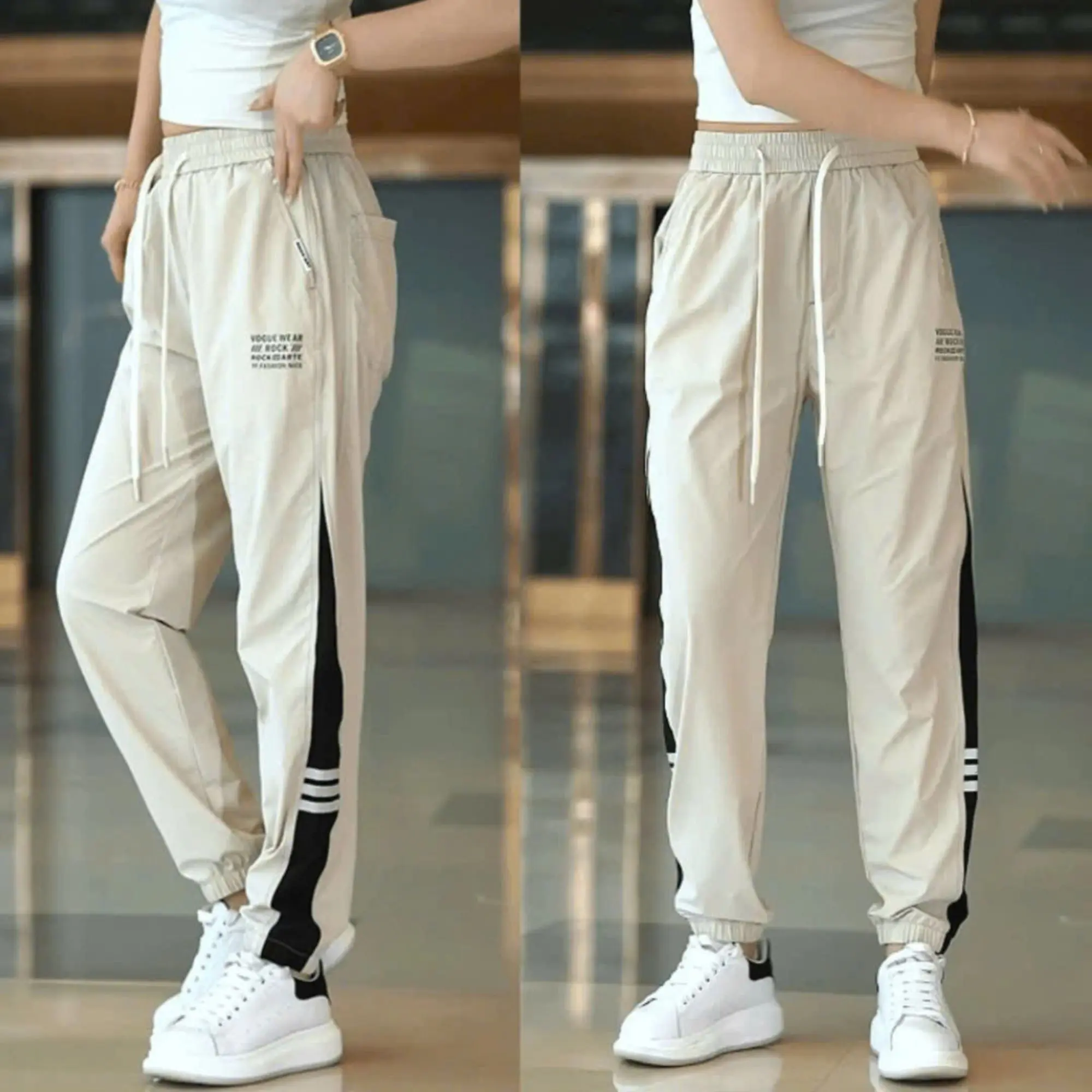quần jogger phố trắng đen NỮ