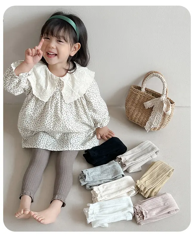 Boboho - Legging Anak Perempuan /  Legging Anak Warna Polos Celana Anak Perempuan Gaya Kekinian Modis Rajut Fashion 3