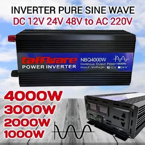 Power Inverter DC to AC 4000 Watt Pure Sine Wave DC 12V 24V 48V AC 220V