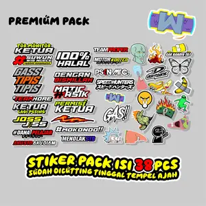STIKER RACING PACK ISI 38 KETUA JOS JIS GAS HIGH QUALITY ANTI GORES TAHAN AIR MOBIL TUMBLR SCRAP BOOK