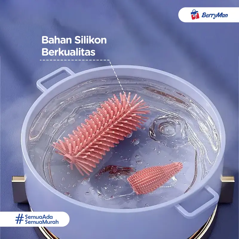 Sikat Pembersih Botol Susu Bayi Silikon 3 In 1 Karakter Lucu Serbaguna BPA Free Bottle Brush Peralatan Balita 6