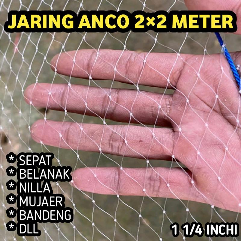 Jaring Anco Penangkap Ikan Tradisional Lubang 1 1/4 Inchi Senar 0,28 - Ukuran 2x2 Meter 0