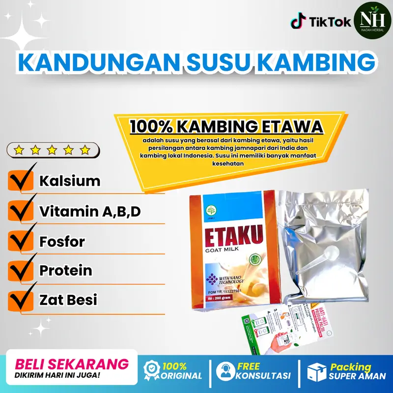 Etaku Bantu Atasi Patah Tulang, Pemulihan Tulang Patah, Tulang Retak, Pengeroposan Tulang, Pengapuran Tulang, Osteoporosis, Fraktur, Kesehatan Tulang, Dan Banyak Lagi, Sudah Terdaftar di BPOM dan HALAL MUI, 100% ORIGINAL, 100% Kambing Etawa Asli 2