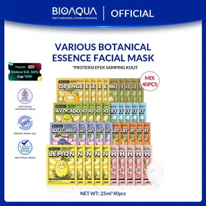 【Mix 40pcs】BIOAQUA sheet mask wajah Natural serum series Facial Treatment Face Mask wajah wamit cuak glow up masker mencerahkan wajah/set/Berisi spesifikasi 4 dimensi Berjerawat Kusam Kering Hydrating Hyaluronic Hitam Bunga Avocado Arbutin Acid Arbutin
