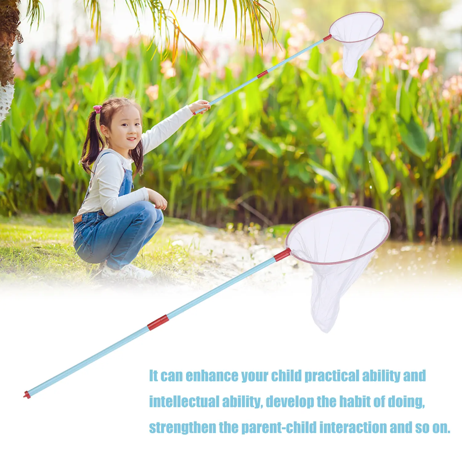 Scalable butterfly net children's toy Retractable Fishing Net Insect Butterfly Dragonfly Net Outdoor Portable Fishing Net Children Fun Game Fishing Toys insect catcher