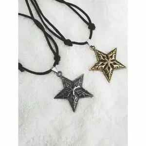 KALUNG SKENA BANDUL BINTANG STAINLESS STEEL PRIA DAN WANITA Tali Silver Hitam Gold