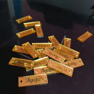100 pcs label hijab akrilik gold label pakaian akrilik costem rebrending
