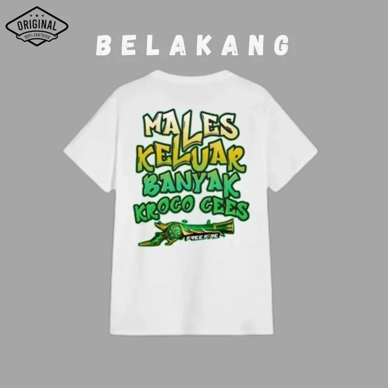 ZULMY - Kaos FF Males Keluar Banyak Kroco Cees Versi SG Emerald Terompet - Tshirt Anak Unisex - Kaos Katun Combed Viral 6