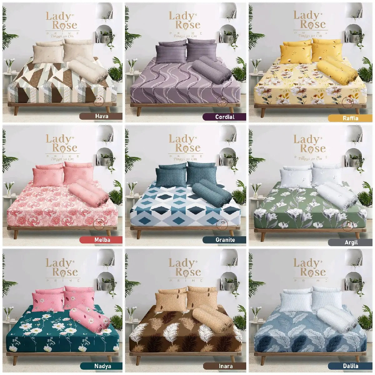 Sprei Lady Rose BANTAL 4 ( 180x200 ) King Size TINGGI 30 cm
