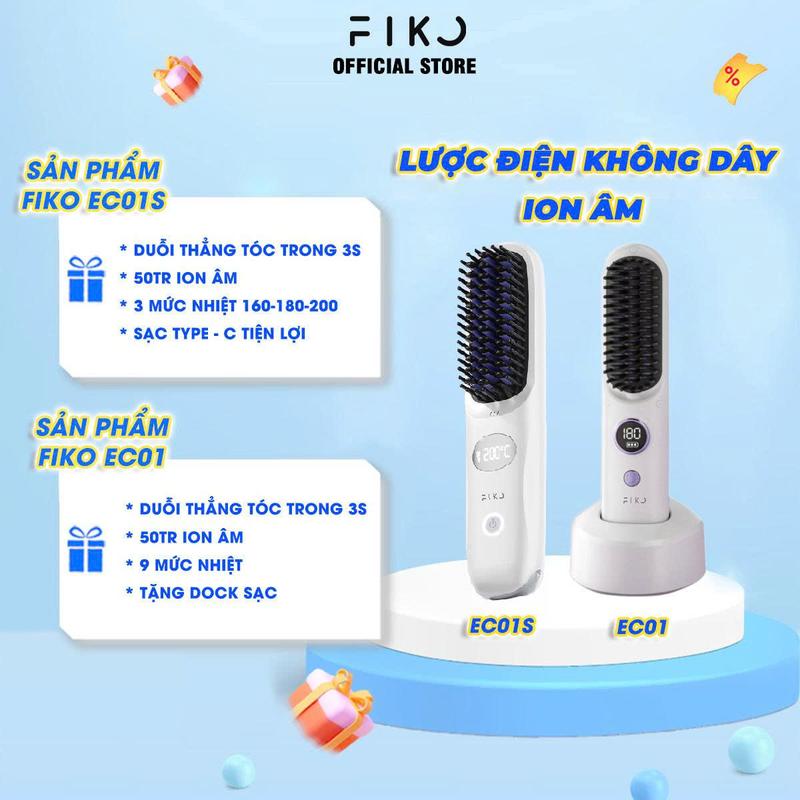   LIVE  Lược điện không dây ion âm FIKO EC01 EC01S - Chăm sóc tóc suôn mượt tạo kiểu 