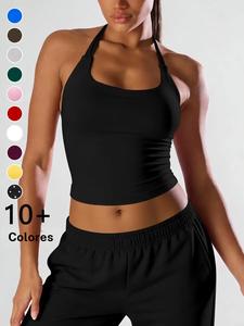 Camiseta deportiva halter ajustada para mujer, cómoda y de moda para entrenamiento, gimnasio y yoga, top de running multicolor para fitness al aire libre