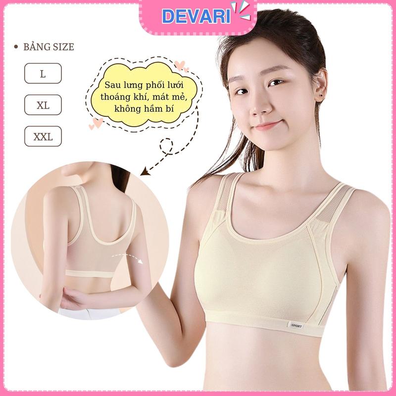 Áo bra nữ tập gym thể thao đệm mút mỏng ôm ngực mặt sau lưới thoáng mát, Áo lá nữ học sinh tuổi dậy thì không gọng mềm mại DEVARI A611 đồ  lót Áo bra nữ tập gym thể thao